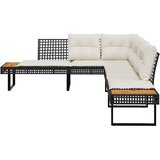  Kutna vrtna sofa s jastucima crna od poliratana i drva bagrema | shoptok.hr
