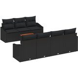 vidaXL 8 delni vrtni kavč set z blazinami Črn Poli Ratan Akacija, (22092235) | Shoptok.si