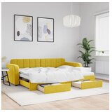 vidaXL Dnevni krevet na razvlačenje s ladicama žuti 80 x 200 cm baršun | shoptok.hr