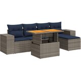 vidaXL Vrtna garnitura - 6-dijelni set vrtnih sofa od poliratana s jastucima sivi - Siva sa spremištem 1 | shoptok.hr