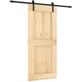  Klizna vrata Prirodna i crna 90 x 210 cm Čvrsta borovina | Eponuda.com
