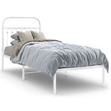 vidaXL Kovinski posteljni okvir z vzglavjem bel 75x190 cm | Shoptok.si