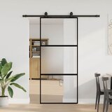 vidaXL drsna vrata z opremo črna 90x205 cm kaljeno steklo Cene
