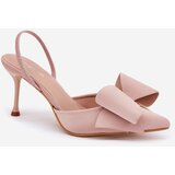 Boto Heels With Open Heels And Bow Beige Eklevia | Shoptok.si