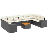 Maison Chic Seti vrtnega pohištva - Vrtna garnitura - Vrtni pohištvo set 11-delna z blazinami črn poli ratan, (21815255) | Shoptok.si