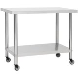 vidaXL Kuhinjska delovna miza s kolesi 100x30x85 cm nerjaveče jeklo Cene