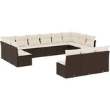  13-dijelni set vrtnih sofa s jastucima smeđi od poliratana | shoptok.hr