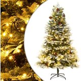  Božićno drvce s LED svjetlima i češerima zeleno 195 cm PVC i PE Cijene