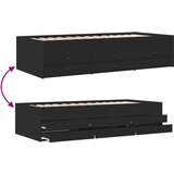  Dnevni krevet s ladicama bez madraca crni 75x190 cm | shoptok.hr