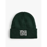 Koton Knitted Beret Camouflage Detailed Label Embroidered Folded Cene