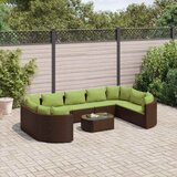  10-dijelni set vrtnih sofa od poliratana s jastucima smeđi | shoptok.hr
