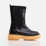 Hotiç Genuine Leather Black Women's Flat Boots Cene
