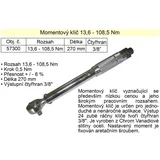 Upogibni moment ključ 13,6 - 108,5 Nm 3/8 "", (20774198)