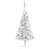 vidaXL umjetno božićno drvce LED s kuglicama srebrno 150 cm PET | shoptok.hr