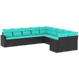 vidaXL Vrtna sedežna garnitura 10-delna z blazinami črn poli ratan, (21113083) | Shoptok.si