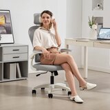  Ergonomska uredska stolica s mrežastim naslonom podesiva visina sklopivi nasloni za ruke 5 kotačića funkcija ljuljanja siva | shoptok.hr