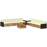 vidaXL Zunanja garnitura za sedenje 9 pcs Naravna in smetana Poliester, (5000280573) | Shoptok.si
