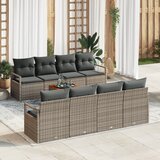 vidaXL 9 delna vrtna sofa garnitura z blazinami siva poli ratan akacija, 2-sedežna vrtna sofa s shrambo in blazinami siva poli ratan Cene