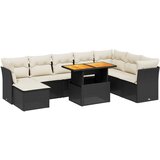 Maison Chic Seti vrtnega pohištva - Vrtna garnitura - Vrtni pohištvo set 9-delna z blazinami črn poli ratan, (21804433) | Shoptok.si