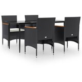  5-dijelni vrtni blagovaonski set s jastucima crni | shoptok.hr