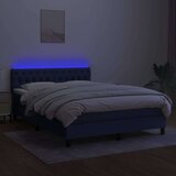 vidaXL Krevet box spring s madracem LED plavi 140x200 cm od tkanine | shoptok.hr
