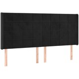 The Living Store vzglavje z ušesi črno 183x16x118/128 cm žamet - vzglavje, (21418761) | Shoptok.si