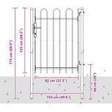  Ogradna vrata BOXTEL 103 x 175 cm Čelik s prahom premazan Siva | shoptok.hr