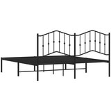 Metalni Kovinski posteljni okvir z vzglavjem črn 183x213 cm | Shoptok.si