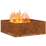 vidaXL Čelično ognjište/Smeđa 80 x 80 x 30 cm Izdržljivo | shoptok.hr