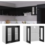 Viseći stakleni ormarić sjajni crni 60 x 31 x 60 cm drveni | shoptok.hr