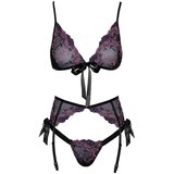 Kissable rožnat in vijoličen komplet z izvezenim modrčkom (črn) - L/XL | Shoptok.si