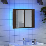  LED ormarić s ogledalom smeđa boja hrasta 60x12x45 cm drveni | shoptok.hr