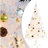 vidaXL Umetna novoletna jelka z bučkami in LED lučkami bela 150 cm | Shoptok.si