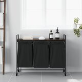  Košara za rublje s 3 odjeljka i kotačićima, smeđa hrastova boja | shoptok.hr
