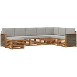 vidaXL Zunanja garnitura za sedenje 6 pcs Naravna in svetlo siva, (5000282212) | Shoptok.si