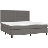  Krevet box spring s madracem LED sivi 200x200cm od umjetne kože | shoptok.hr