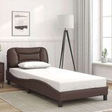  Posteljni okvir z vzglavjem rjav 90x190 cm umetno usnje, (21088905) | Shoptok.si