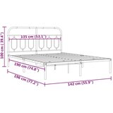 Metalni okvir za krevet s uzglavljem crni 135x190 cm | shoptok.hr