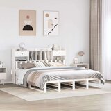  Krevet s regalom z knjige bez madraca bijeli 180x200cm borovina | shoptok.hr