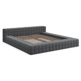 Makamii Temno siva oblazinjena zakonska postelja z letvenim dnom 140x200 cm Akela – | Shoptok.si