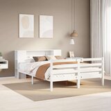 vidaXL Krevet s regalom z knjige bez madraca bijeli 150x200cm borovina | shoptok.hr