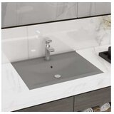  Razkošen umivalnik z luknjo mat svetlo siv 60x46 cm keramičen | Shoptok.si