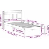  Krevetna konstrukcija Smeđa 75 x 190 cm Čvrsto borovo drvo | shoptok.hr