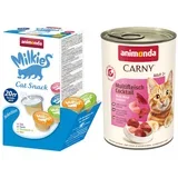 set: 12 x 400 g Carny Adult + 20 x 15 g Milkies Selection - Koktel više vrsta mesa + Milkies Snack (4 vrste)