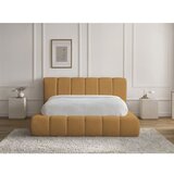 Bobochic Paris Gorčično rumena oblazinjena zakonska postelja s prostorom za shranjevanje z letvenim dnom 140x190 cm Denali – | Shoptok.si