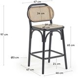 Kave Home Crne barske stolice u setu 2 kom od čvrstog brijesta (visine sjedala 65 cm) Doriane – | shoptok.hr