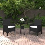 vidaXL 3-dijelni vrtni bistro set od poliratana i kaljenog stakla crni Cijene