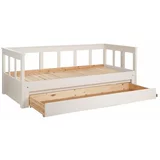 Vipack Bijeli dječji krevet od masivnog bora s dodatnim ležajem s prostorom za pohranu 90x200 cm PINO –