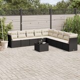  10-dijelni set vrtnih sofa s jastucima crni od poliratana | shoptok.hr