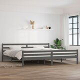 Maison Chic Posteljni okvir - Dvoposteljna postelja - Zakonska postelja siv iz trdnega lesa 200x200 cm-J5448, (21767685) | Shoptok.si